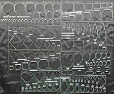 Standardized Cabochon Lapidary Template Set of 8 Stencils With 13 Classic Shapes picture
