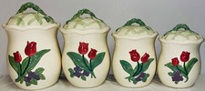 Pfaltzgraff TREASURE CRAFT GARDEN PARTY 8 PC CANISTER SET * SIGNED picture
