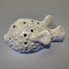 FABULOUS TROPICAL FISH RETICULATED PEARLIZED 6.5 X 4.25”CERAMIC SACHETTE HOLDER picture