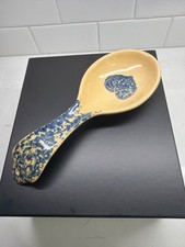 Vintage 1980s Pfaltzgraff America Spoon Rest #515 Blue Heart Folk Art - FREE SHI picture