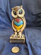 ceramic pottery owl figurine, hand-made, signed by artist picture