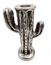 Vintage Mexican Pewter Cactus Candlestick Betty Barrena Signed Southwest Decor picture
