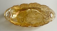 Vintage Indiana Glass Lily Pons Marigold Pickle Dish Carnival Glass Iridescent picture