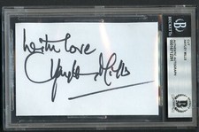 Hayley Mills signed autograph auto 2.5x3.5 cut Actress: The Parent Trap BAS Slab picture