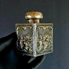 Antique Victorian English Sheffield Silverplate Over Copper Tea Caddy picture