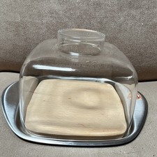 Marke Tischteln Square Serving Tray Set 3pc Metal/Wood w/ Lid Cover picture