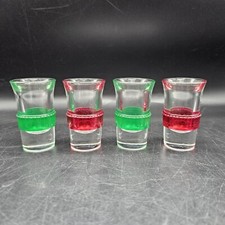 TSING TAO Shot Glass Star Trek Voyager Blade Runner Banded Set 4 VTG Red Green picture