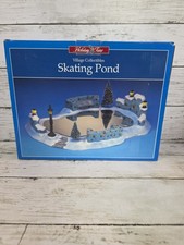 Vintage Holiday Time Village Collectibles Skating Pond Christmas Decor Boxed picture