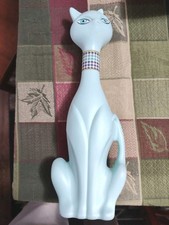 Avon Iconic Cat Bubble Bath Bottle Empty Teal Pretty Purrfect Yvette Atomic MCM picture