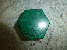 HEXAGONAL GREEN NATURAL MALACHITE STONE JEWELRY BOX VINTAGE  HAND MADE picture
