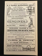 1883 Antique Ad Page Cruickshank Engines, Pitts & Hicks Jewelers, Providence RI picture