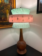 Mid Century Vintage Style Tapered 3 Tier Fiberglass Lamp Shade Sea Foam / Pink picture