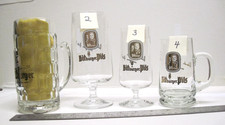 3 BITburger Pils German beer glasses + mug, liter amts from 0.2L to 0.4L Vy Gd C picture