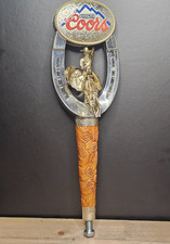 HTF Vintage Coors Beer Tap Handle Cowboy Bronco Horseshoe Rodeo 11.5 inch RARE picture
