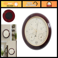 3-in-1 Cherry Round Wood Weather Station - 9 Inch Home Decor & Gift picture
