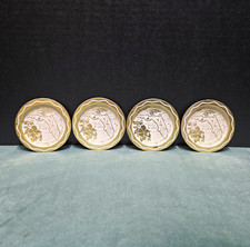 Vintage Florida Souvenir Metal Map Coasters Tin Scalloped Gold White Set of 4 picture
