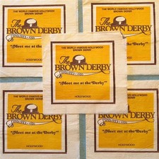 Vtg Brown Derby Paper Cocktail Napkin Lot 5 Hollywood Restaurant RARE picture