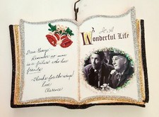 WONDERFUL LIFE - GEORGE, CLARENCE, BOOK w/ NOTE  * Glitter CHRISTMAS ORNAMENT picture