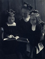 Young Girls Reading a Book 8x10 Black & White Photo picture