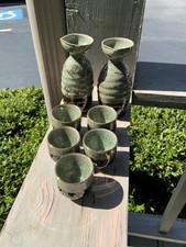 Vintage Japanese Somayaki Somaware Japanese reticulated hearts Saki-Tea Set picture