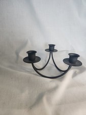 Nordic Modern Style 3 Candle Candlestick Holder Black Wrought Iron Triangular  picture
