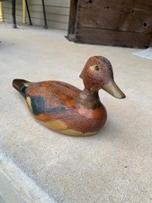 Vintage 1985 Wooden Handcarved Duck Decoy Figurine  11.75” *condition issues* picture