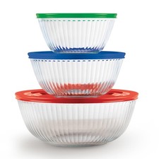 Pyrex Sculpted (3-Pack) Glass Mixing Bowls Set With 6-PC Sculpted, picture