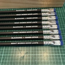8 - Blackwing Eames Office Pencils - “What Works Good Lasts”,  W/ Bulk Eraser picture