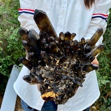 6.6LB New Black Phantom Quartz Crystal Cluster Mineral Specimen Spiritual The picture