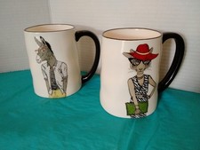 Signature Hipster Dressed Animal Mugs Cups Coffee Kitty Cat & Donkey picture
