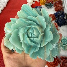 1pc Natural amazonite Quartz hand-Carved flower Crystal Reiki healing gift picture