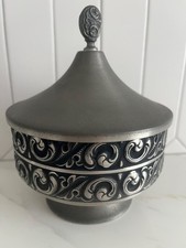 Vaga Norsk Tinn Gullsmed Oscar Ertzeid Farsund Norwegian Pewter Footed Bowl Lid picture