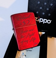 Custom Engraved Candy Apple Red Zippo Lighter / Personalized with your Text picture