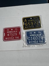 Vintage Honolulu Bicycle License Plate Lot 1973 1974 1975 New Old Stock Schwinn picture