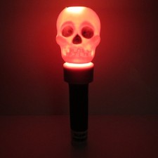 Vintage Red BLINKY Skull Lite Halloween Blow Mold Flashlight picture