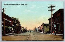 Main Avenue West De Pere WI Trolley Track POV C1910s Postcard V24 picture