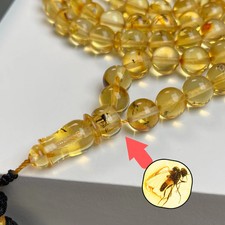 Natural Amber Insects Misbaha Tasbih Prayer Beads 8mm 33g 99beads picture