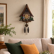 Handcrafted Black Forest Cuckoo Clock Farming Scene Quartz German Design Musical picture