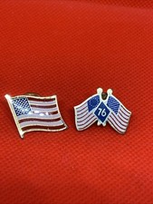 vintage American Flags 76 Flag & U.S. lapel pin metal pin bicentennial pinback picture