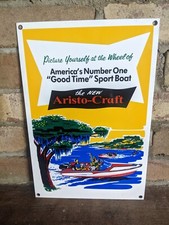 VINTAGE ARISTO-CRAFT BOATS PORCELAIN SPORTING GOODS SIGN 12
