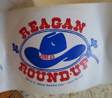 Vintage Unused 1984 President Ronald Reagan Roundup Stamp Sticker picture