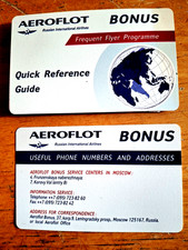 AEROFLOT Frequent Flyer Moscow Q/R Timetable & Bonus Card Soviet No date picture