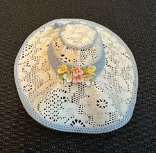 Lladro White Pamela Hat w/Blue Ribbon Capricho Finish Retired 1991 picture