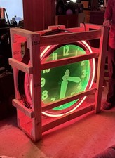 VTG Neon 44” Clock, 1940s Clock sign Diner Kitchen Retro Advertising Glo-Dial picture