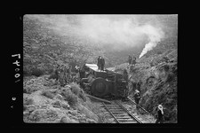 Photo:Jerusalem Lydda Railroad Line 1938 Overturned Locomotive Accident picture