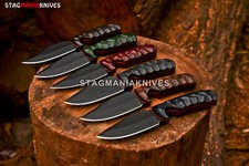 Lot of 6 PCS Hand Forged J2 Steel Powder Coated Full Tang Hunting Skinner Knife picture