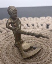 Vintage Man or Boy Novelty Brass Corkscrew Wine Bottle Opener picture
