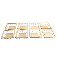 Lot of 8 Adcraft Wood and Stainless Wire Bread Basket 10 X 10 X 3 Thailand picture
