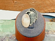 Vintage Navajo Sterling Silver Mother of Pearl Blossom Ring Sz 7--2290.26 picture