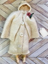 White Country primitive Style Girl Doll Christmas Ornament Folk Art Handmade picture